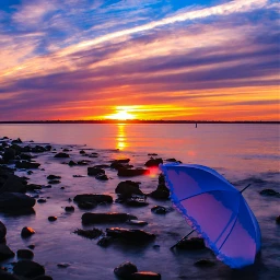 wppsky sunset beach umbrella colorful
