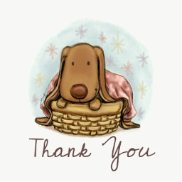 illustration cute dog daschund thankyou